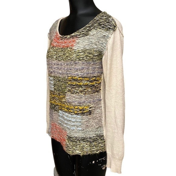 Anthropologie MOTH Cotton-Blend Marled Cream Sweater Size Small - Picture 4 of 8